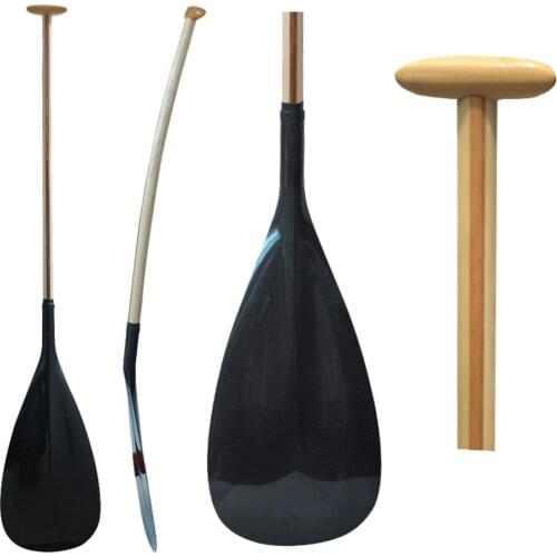 Cisimove 1 piece bend shaft wood carbon hybrid Outrigger Canoe Paddle OC Paddle with carbon blade