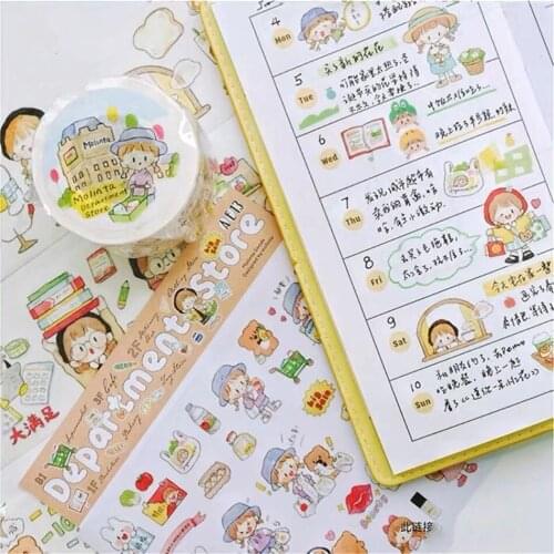 2021 New Arrival Lovely Girls' Store Washi Tapes for Car Making Bullet Journal DIY Scrapbooking Decorative Stickers