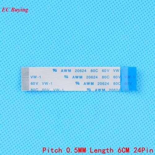 FFC/FPC Flexible Flat Cable 24Pin Reverse Direction Ribbon Flat Cable LCD Cable 0.5mm Pitch Length 6cm 24 Pins 5Pcs