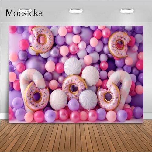 Purple Balloon Wall Backdrop for Photography Candy Theme Birthday Photo Background Girls Newborn Kids Portrait Photoshoot Props