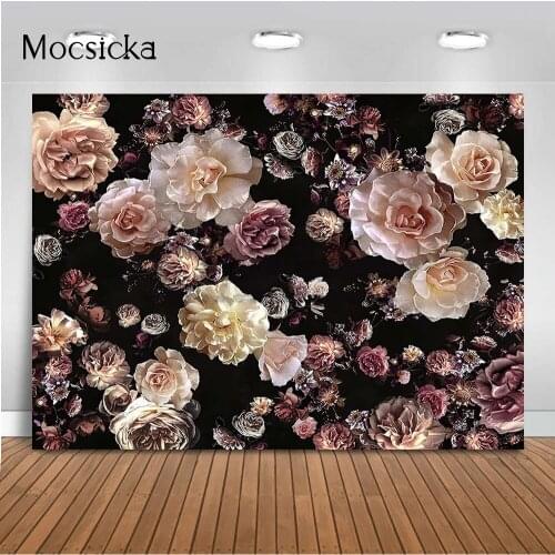 White Floral Pink Flowers Photography Backdrop Wedding Bridal Shower Photoshoot Background Womens Flowers Wall Photobooth Props