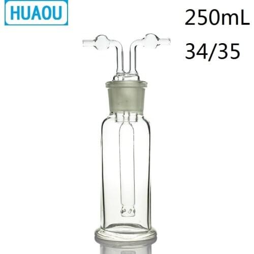 HUAOU 250mL Gas Washing Bottle Muencks Ground Mouth 34/35 Clear Glass Laboratory Chemistry Equipment