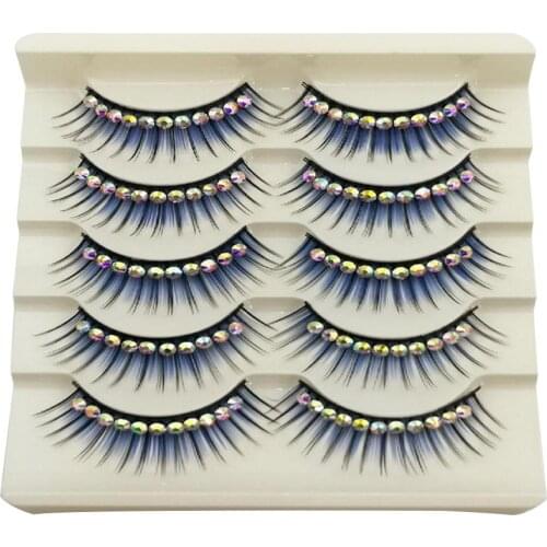 5 Pairs Natural False Eyelashes Rhinestones Glitter Artificial Eyelashes Extension Cosmetic Makeup Tool Eyelash Extender