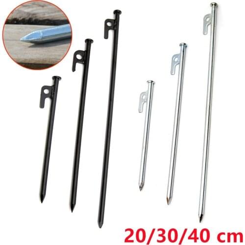 1pc Tent Pegs 20 30 40cm Steel Metal Beach Canopy Camping Stakes Ground Nail Anti-dropping Firmly Support Awning Accessories