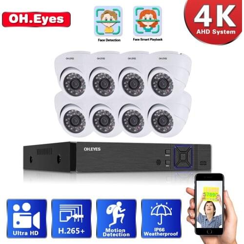 H.265+ 8CH 4K Ultra HD CCTV DVR Kit 8.0MP Explosion Proof Home Security Camera System IP66 Waterproof P2P Video Surveillance Set