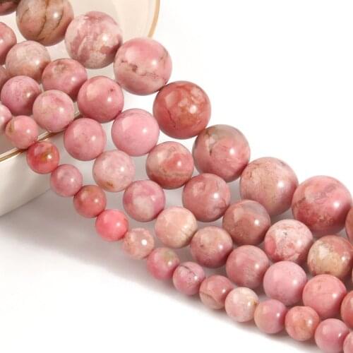 AA Natural Stone Red Rhodonite Round Loose Spacer Beads For Jewelry Making DIY Bracelet Earrings Accessories 7.5'' 6/8/10/12mm