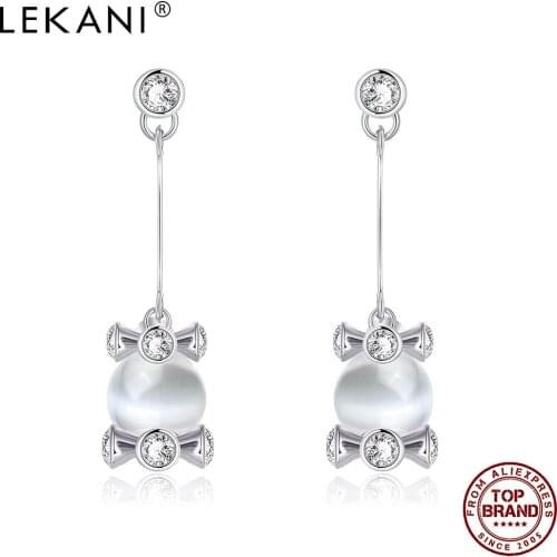 LEKANI Round Opal Czech Drill Earrings Fashion High End Vintage Earring Bulk Send Girlfriend Brithday Jewelry Gift Best Selling