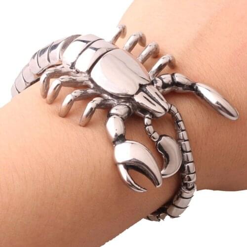 8.26" High Quality Silver Gold Black Color Stainless Steel Scorpion Model Bangles Biker Mens Cool Cuff Bracelets Male Jewelry