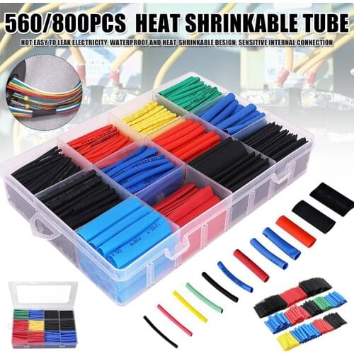 Heat Shrink Tubing Assortment 560/800pcs Kit Electric Insulation Wrap Cable Sleeve fkxe