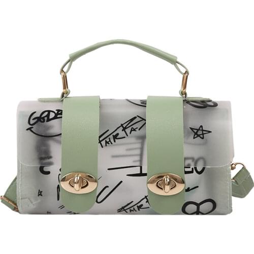 2021 Summer New Mini Handbag for Women Fashion Transparent Jelly Shoulder Bag Graffiti Crossbody Bags Fashionable Purses