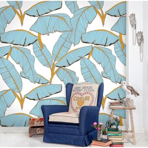 Cutom 3D wall paper mural on the wall wholesale blue texture leaves wallpapers for office living room meeting room mural paper