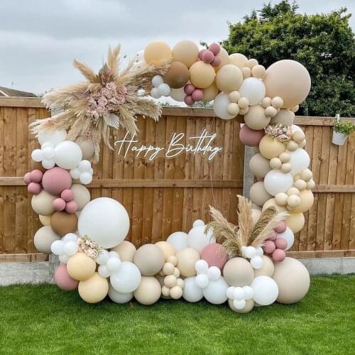 Retro Dusty Pink Peach Balloon Garland Arch Kit Maca White Balloon Birthday Weddings Party Decoration Baby Shower Grand Event