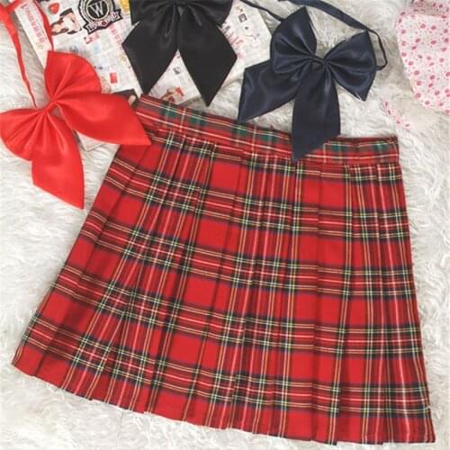 Preppy Style Japanese School Girl Plaid Pleated Skirt High Waist Short Tartan Skirts Saias