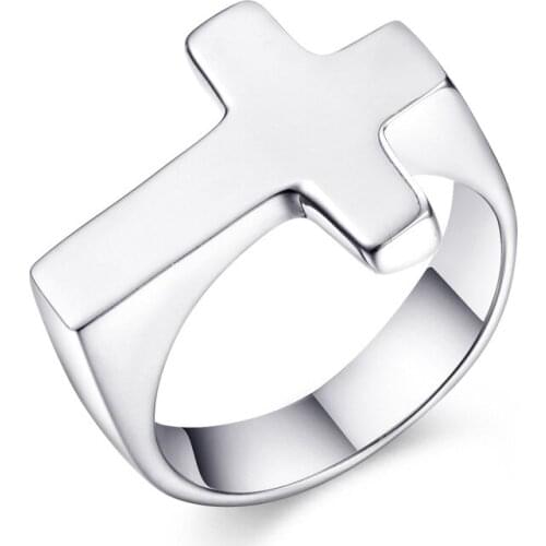 Stainless steel simple cross ring Protestant Christian cross religious ring
