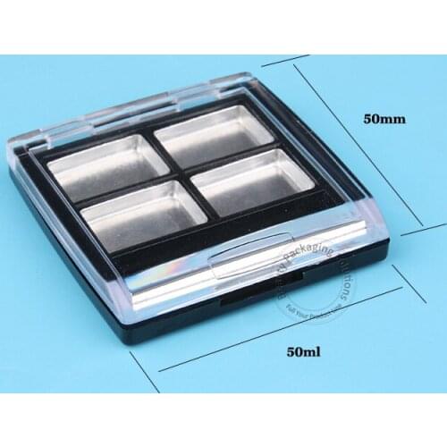 50pcs/Lot Wholesale DIY 8g Empty Plastic Blush Jar Black Plate Eyeshadow Box with 4Grids Small Cosmetic Container 4/15OZ Pot