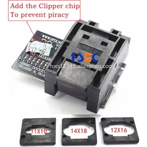 RT809H nand flash isp programmer BGA153 BGA169 emmc adapter with 3pcs BGA bounding box RT-BGA169-01 adaptador bga rt809h socket