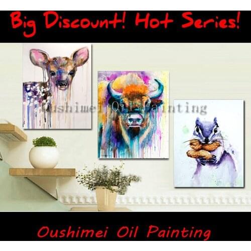 Handmade Animals Oil Painting Modern Abstract Hang Paintings For Christmas Wall Decor Deer Painting On Canvas Cute Squirrel
