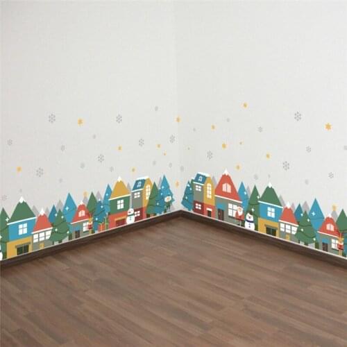 Merry Christmas House Wall Decal Home Decor Baseboard Mural Art Diy Home Stickers Xmas Gift