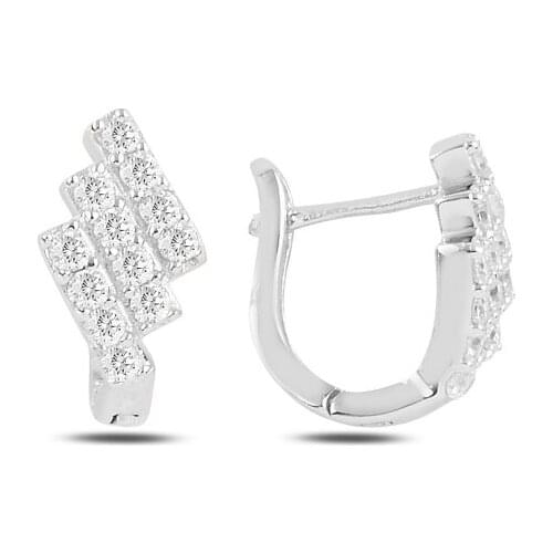 Silver 925 Sterling Zircon Cubic Zirconia J Earrings