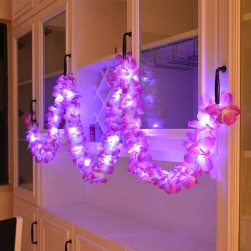 3M LED Glowing Hawaii Flower Hanging Garland Banner Bunting Wreath Summer Tropical Hawaii Home Wedding Glow Party Supplies