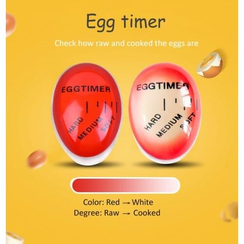 1pcs Egg Perfect Color Changing Timer Yummy Soft Hard Boiled Eggs Cooking Kitchen Eco-Friendly Resin Egg Timer Red Timer Tools
