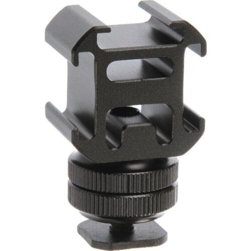 Triple Head Hot Cold Shoe Mount Adapter Bracket Flash Holder Converter Camera