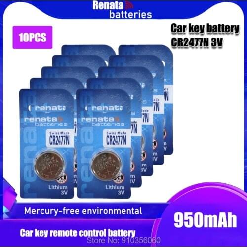 10pack Original renata lithium Battery CR2477N CR2477 2477 3V For Watch brake light instrumentation car key Button Battery