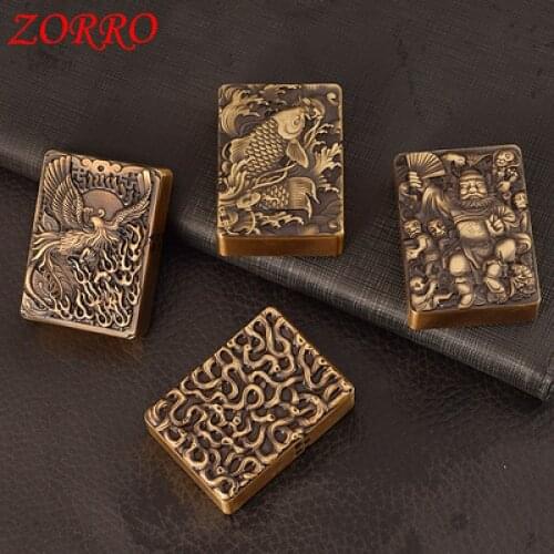 ZORRO Kerosene Windproof Lighter Thickened Heavy Armored Machine Three-Dimensional Relief Fixed Pulley Cigarette Lighter Gift