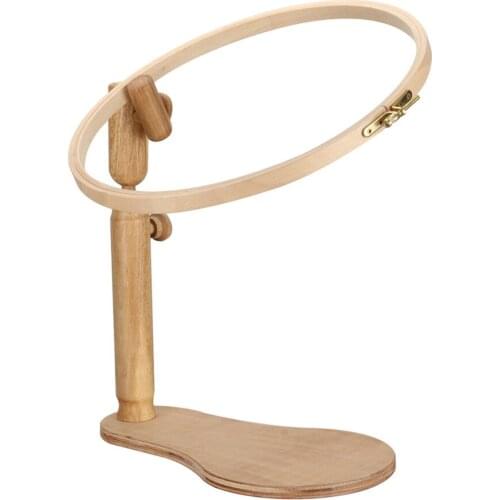 360 Degree Rotation Stand Wood Embroidery Hoop Cross Stitch Needlework Ring Frame Sewing Tool Adjustable 35-45cm