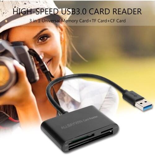High-Speed Mini USB3.0 Card Reader Supporting Hot Swap Security Reliable 3 in 1 Universal Memory Card and TF Card and CF Card