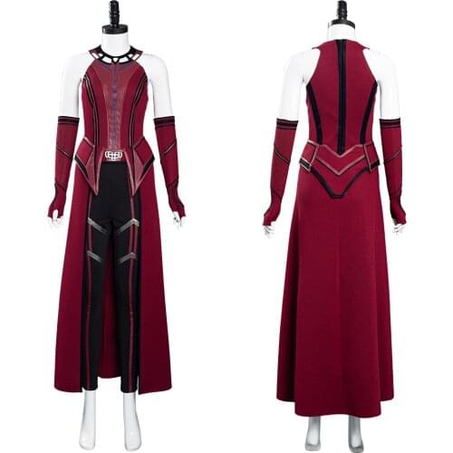 Wandavision Wanda vision Scarlet Witch Cosplay Costume Red Trench Suit Halloween Carnival Outfits