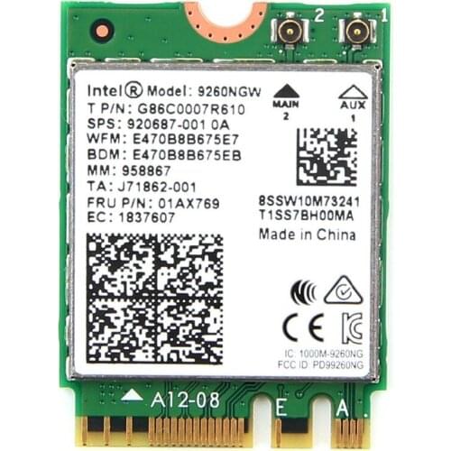 Card for Intel 9260 1730Mbps Wireless 9260NGW Wifi Network Card AC 2.4G/5Ghz NGFF 802.11ac Wi-fi Bluetooth 5.0 Windows 10