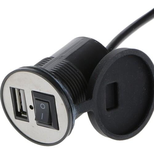 Black Car Turck Motorcycle USB Power Socket Charger Assembly