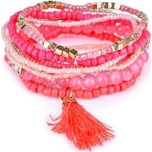 Fashion Bohemia Style Multilayer Beaded Chain Bracelets & Bangles For Women 2020 New Trendy Hand weave Charm Bracelets Jewelry