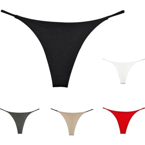 Women Underwear Sexy Breathable Nylon Thongs Panties Thin 1Pcs Low-waisted Pure Color