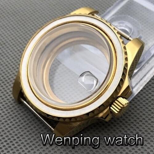 40mm Gold Sterile Case Sapphire Glass Fit NH35 NH36 ETA2836 Miyota 8215/8205/821A Mingzhu DG 2813/3804 Seagull ST1612 movement