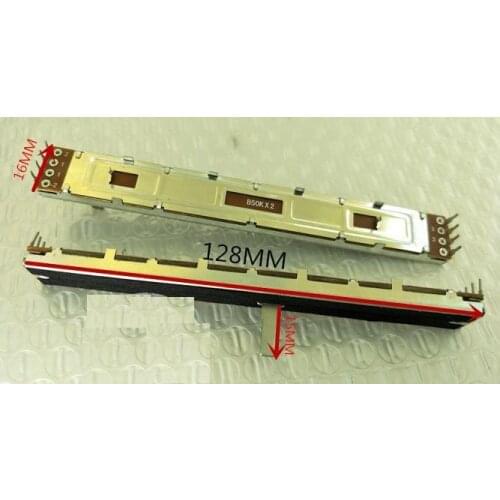 1PCS 10KBM3X2 12.8cm mixer sliding dual potentiometer Switch B50K B10K with a tap 8P
