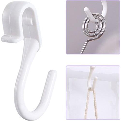 Newly 10 PCS Shower Curtain Hooks Plastic Bath Drape Glide Loop Curtain Hanger Clip for Bathroom Shower Closet Rod