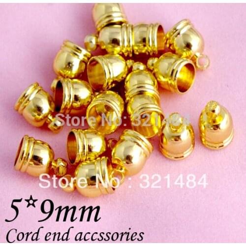 1000piece 5x9mm Cord end caps, cord crimp ends for leather cord 4mm necklace/bracelet diy jewelry findings accessories