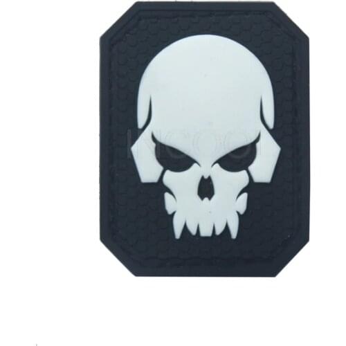 3D Skull PVC Patch Military Patch Tactical Emblem Luminous Badges Rubber Glow In Dark Patches For Clothing Backpack Caps