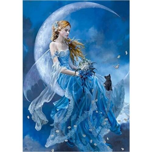 5D DIY Full Round Diamond Painting Dream Moon Girl Cross Stitch 3D Embroidery Anime Elf Rhinestone Mosaic Home Decor Art Y470