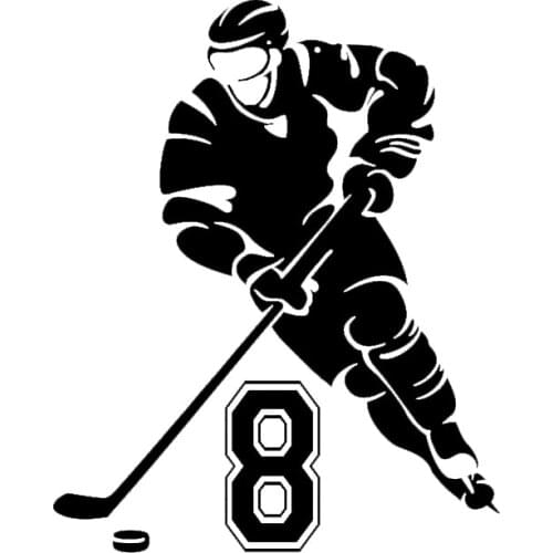 Car Stickers Unique Personality Hockey Player Decoration Decal Creative Sunscreen Waterproof Black and White, 16cm*13cm