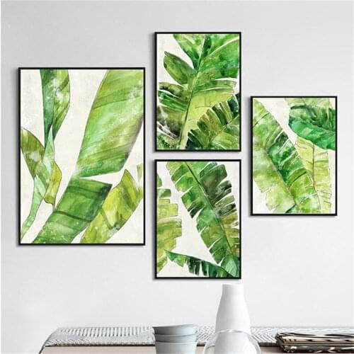 Banana Leaves Plant Print Nordic Canvas Painting Poster Fresh Home Decor Wall Picture Living Room Bedroom Office Backdrop Supply