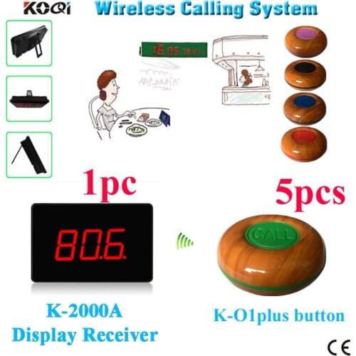 Wireless waitress calling pager system K-2000A desktop screen with 5 bell buzzer