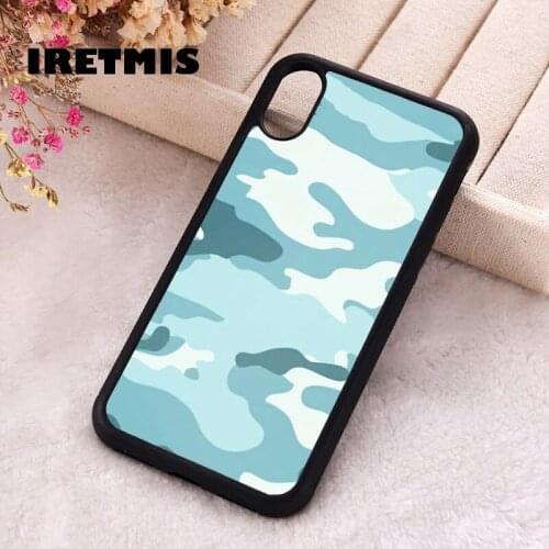 Iretmis 5 5S SE 2020 Phone Cover Case for iPhone 6 6S 7 8 Plus X Xs XR 11 12 Mini Pro Max Silicone TPU Blue camo
