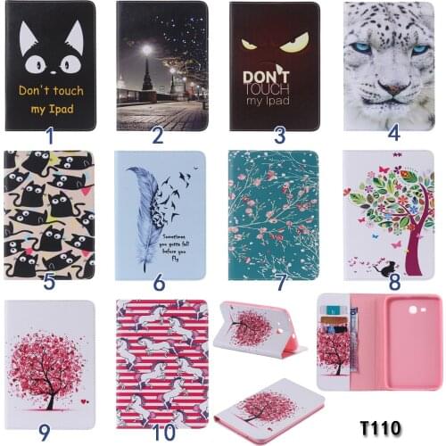 Apricot Tree Horse Feather PU Leather Stand Case Cover For Samsung Galaxy Tab 3 Lite 7.0 T110 T111 7'' tablet for t113 t116 #1