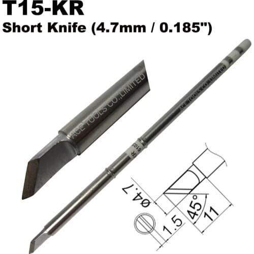 T15-KR Short Knife 4.7mm Soldering Tip for HAKKO FX-951 FX-950 FX-952 FX-9501 FM-2028 FM2027 Iron Handle Welding Bit Nozzle