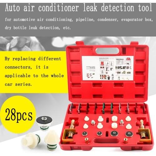 28pcs Auto Air Conditioner Leak Detection and Leak Checking Tools Plug Leak Test Leak Detector Leak Detector Leak Tester
