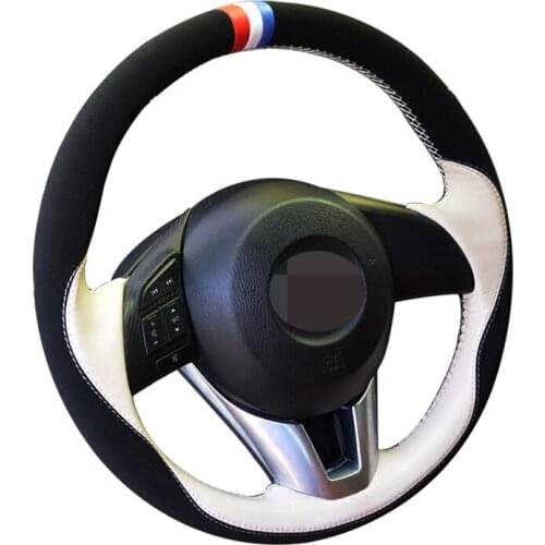 For Mazda Atenza 2014 CX-5 CX5 Mazda 3 CX-3 2016 Suede leather Steering Wheel Cover DIY Hand-stitched car Steering Wheel Cover