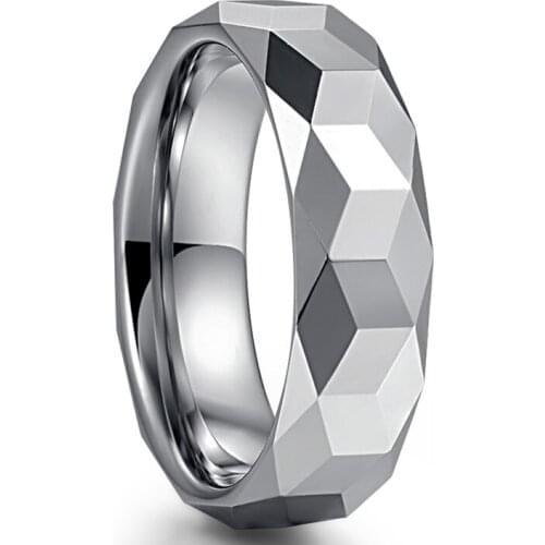 Mens Tungsten Carbide Rings 6MM Rhombus Polished Silver Color Rings For Male Jewelry Comfort fit Size